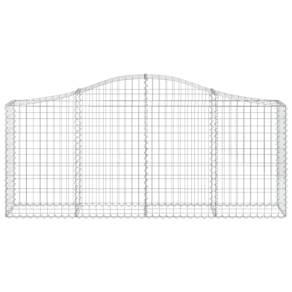 Cestini gabbioni recinzione a gabbia muro di contenimento ad arco 10 pezzi 200 x 30 x 80/100 cm ferro zincato argento 02_0040232