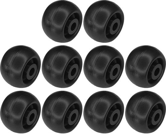 Ruote in plastica da bicicletta 10x 40 mm con guida a rullo nero per mobile, porta scale, cassetti scorrevoli
