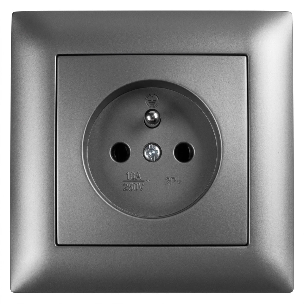 Presa Singola Con Messa A Terra E Placca Oste Jnh001-g Black
