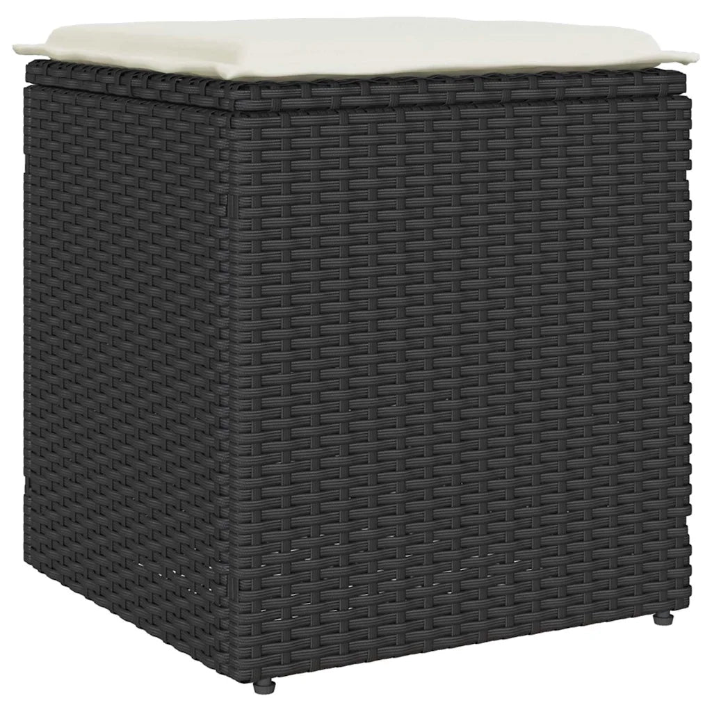 vidaXL Sgabelli Giardino con Cuscini 2 pz Nero 40x40x43 cm Polyrattan