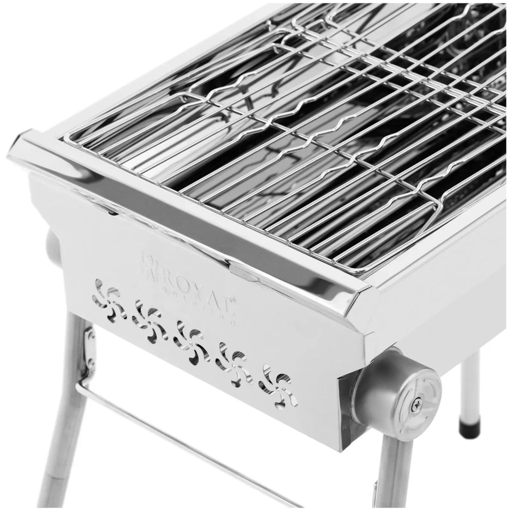Barbecue a carbonella con ripiano laterale ribaltabile 43 x 25 cm acciaio zincato acciaio inox argento 14_0008404