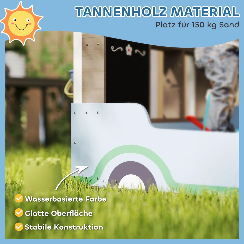 Sandbox con tettoia, panchina e lavagna ¨C zephmum ¨C 104x108x90 cm, blu
