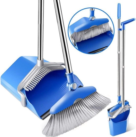 Set di spazzola e spazzola a vanga, spazzola e spazzola a vanga, combinato con 132 cm asta estensibile, set di spazzolatura verticale per uso domestico, cucina, ingresso, pavimentazione di pavimenti