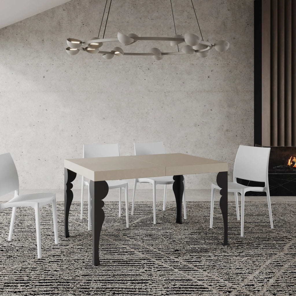 Tavolo allungabile 90x140/400 cm Paxor Premium cashmere gambe antracite