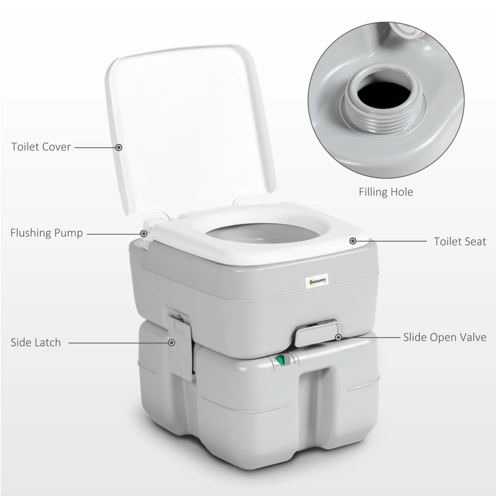 WC Portatile 20L con Indicatore di Livello ¨C zephmum ¨C Grigio 33x40x43 cm
