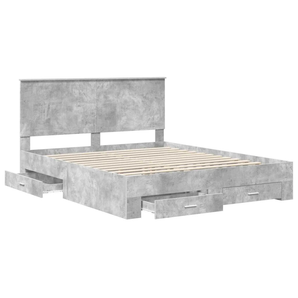 Struttura del letto con testiera Grigio cemento 160 x 200 cm 3411283