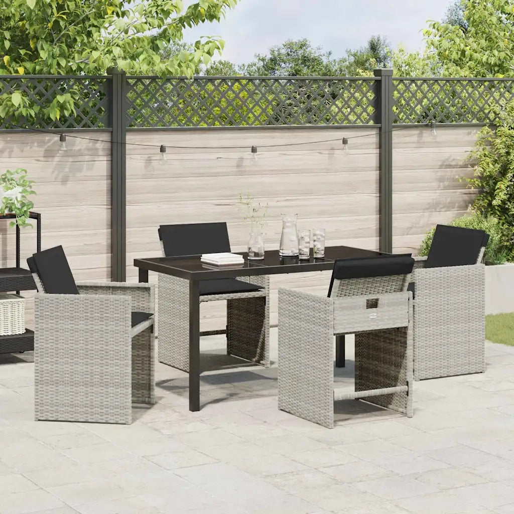 Set da Pranzo per Giardino 5 pz | Set Salotto da Giardino Grigio chiaro polyrattan