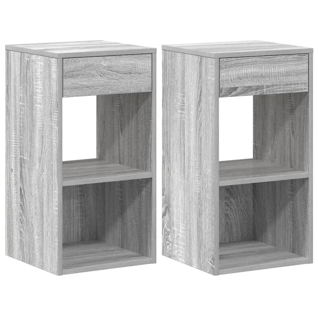 Comodini con Cassetto 2 pz Grigio Sonoma 35x34x66,5 cm
