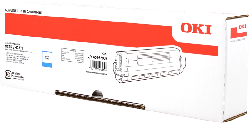 ORIGINAL OKI toner ciano 45862839 MC853/873/833 ~7300 Seiten