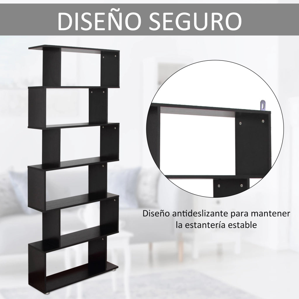 Libreria 6 Ripiani Legno Forma S ¨C zephmum ¨C 80x24x191 cm Colore Nero