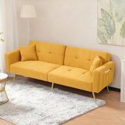 Divano letto con angolo regolabile - Zephmum- Gambe dorate, cuscini e tasche laterali