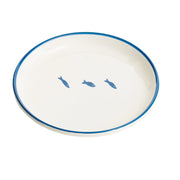 Set di 2 Piatti Piani Stencil in Ceramica Artigianale con Motivo Pesci Azzurro Diametro 28 cm - Design Esclusivo Made in Italy per la Tua Tavola