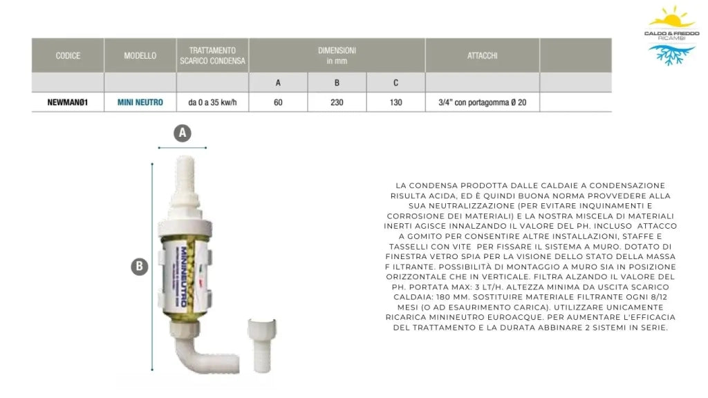 Neutralizzatore Di Condensa Per Caldaie Minineutro Newman01 Euroacque