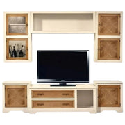 Parete attrezzata in legno avorio/noce grano 260x65 - Mobili 2G