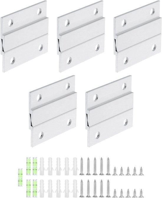 Set di supporti in alluminio per appendiabito, lista o pannelli - Set di viti a molla per parete