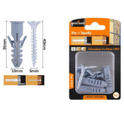 Trade Shop - Set 5pz Viti Vite Croce 6x40mm + Tasselli Con Alette Tassello M10 Fischer 57572 -