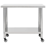 Tavolo da lavoro da cucina con ruote piano di lavoro gourmet spazio commerciale ristorante 100 x 45 x 85 cm acciaio inox 02_0001911
