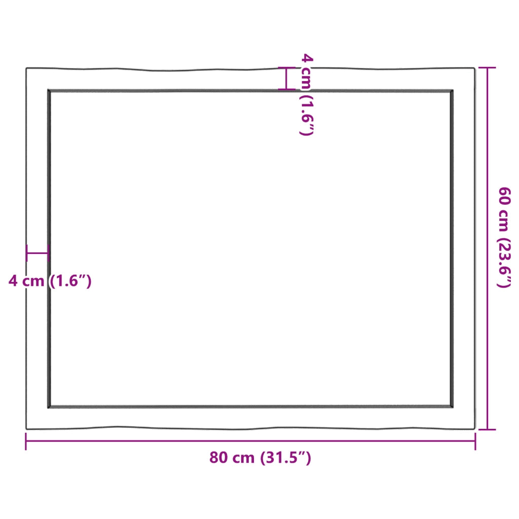Piano Tavolo | Superficie Tavolo | Piano Scrivania Marrone Chiaro 80x60x(2-4) cm Rovere Non Trattato