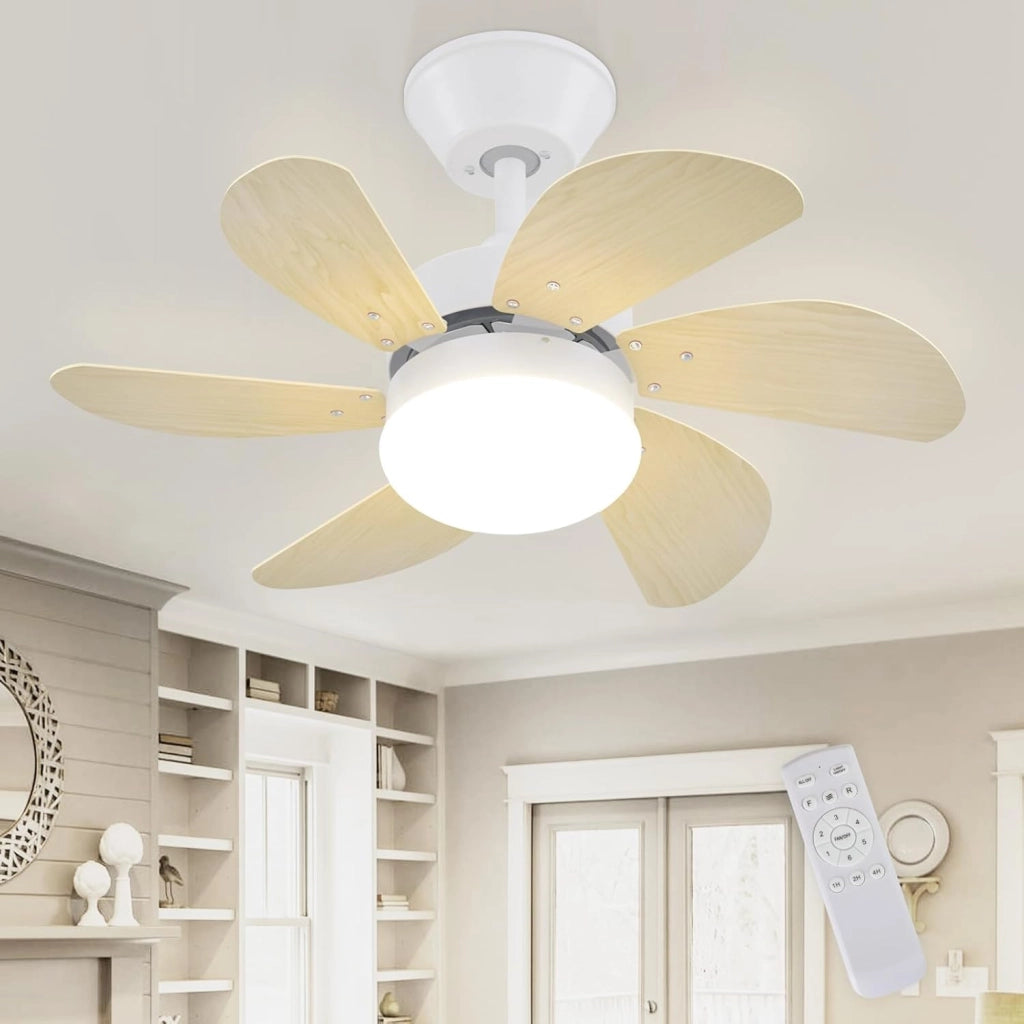 ZMH Ventilatore a Soffitto con Luce e Telecomando 6 Pale 75 cm Silenzioso per Camera da Letto e Cucina Senza Lampadina