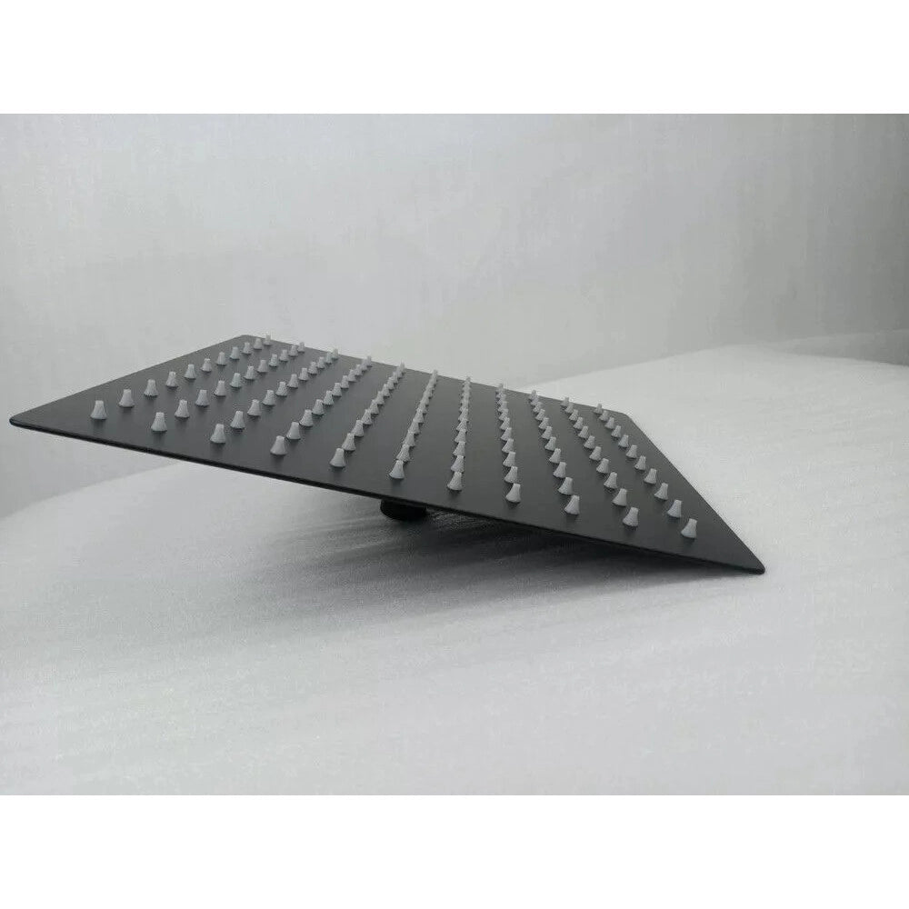 Trade Shop - Soffione Doccia Ultra Slim Quadrato 25x25cm Bagno Miscelatore Nero Attacco Universale 87883 -