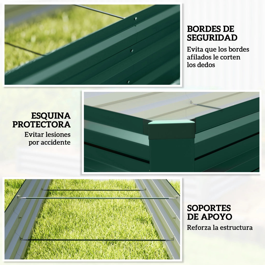 Fioriera da Esterno Grande Rettangolare in Acciaio Galvanizzato ¨C Minimal ¨C Verde 240x60x30 cm