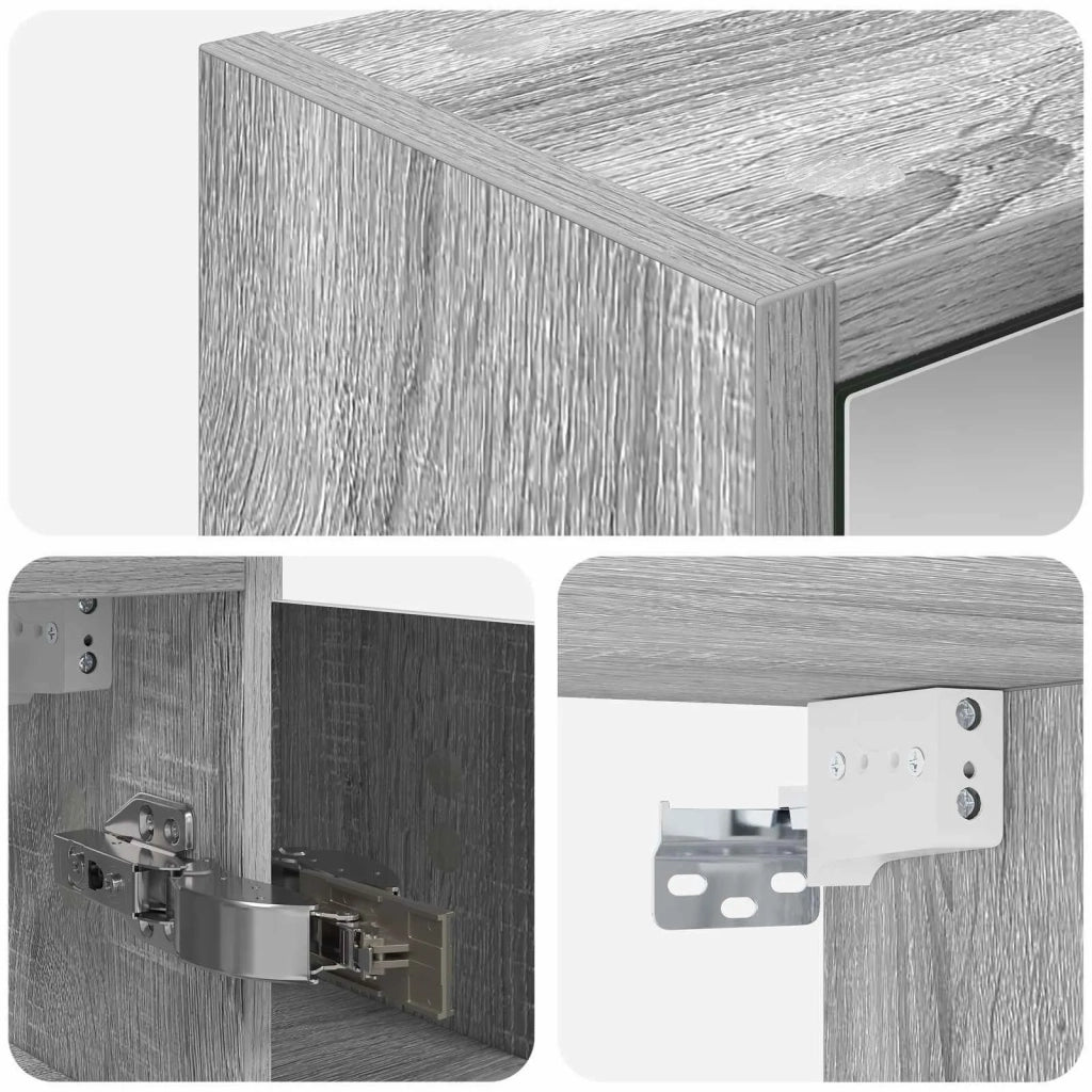 Mobiletto per specchio da bagno Grigio Sonoma