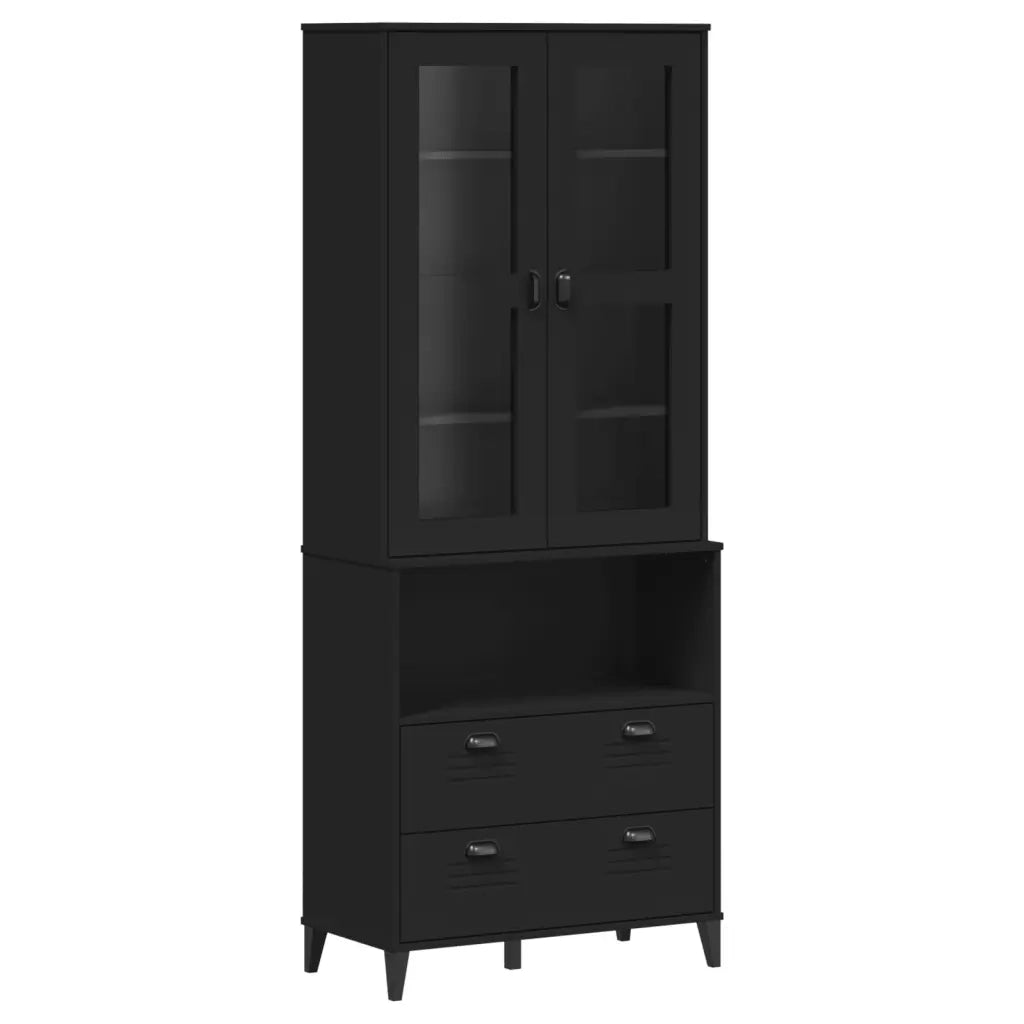 Credenza VIKEN Nera 80x40x200 cm in Legno Massello di Pino