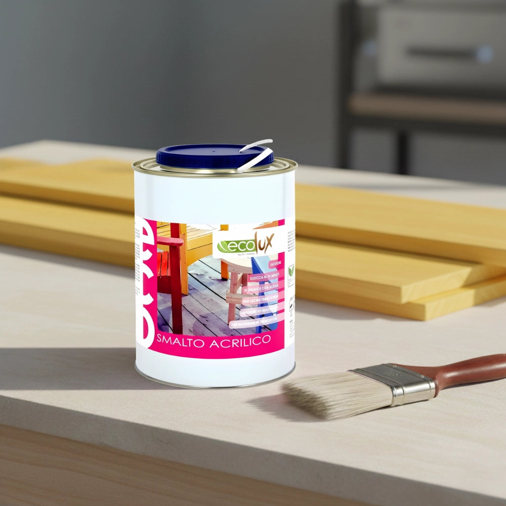 Ecolux smalto satinato acrilico ecologico per legno e metallo *** formato 2.5 lt, colore- giallo, confezione 1