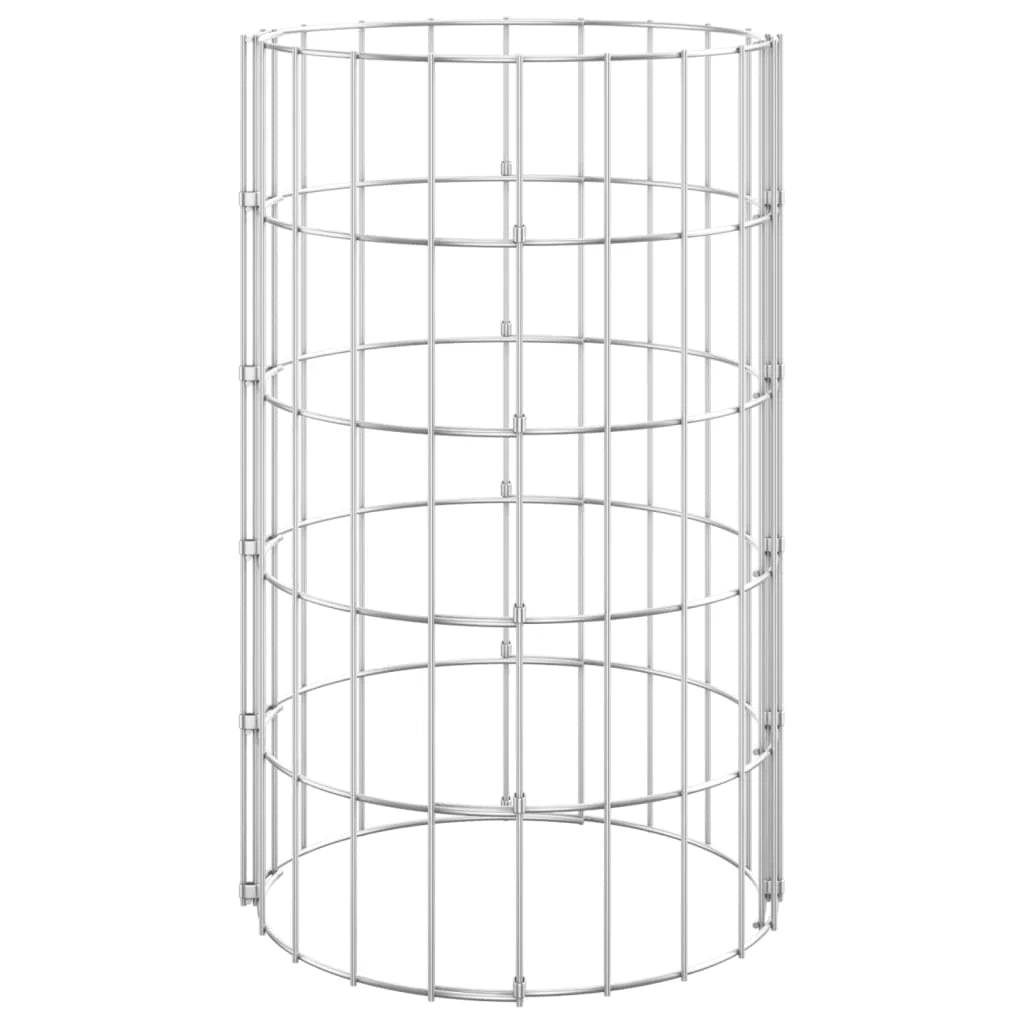 Gabbione rialzato circolare 3 pezzi acciaio zincato Ø30 x 50 cm argento 02_0039900