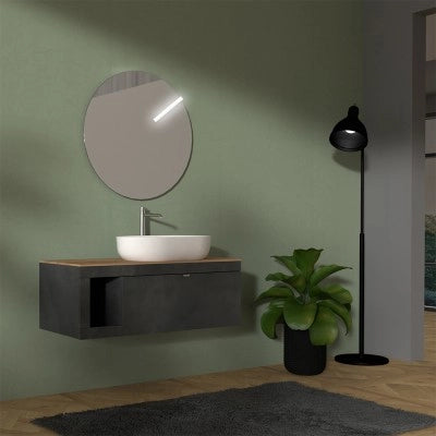 Mobile bagno portalavabo sospeso 80 cm grigio lava con top miele Maya