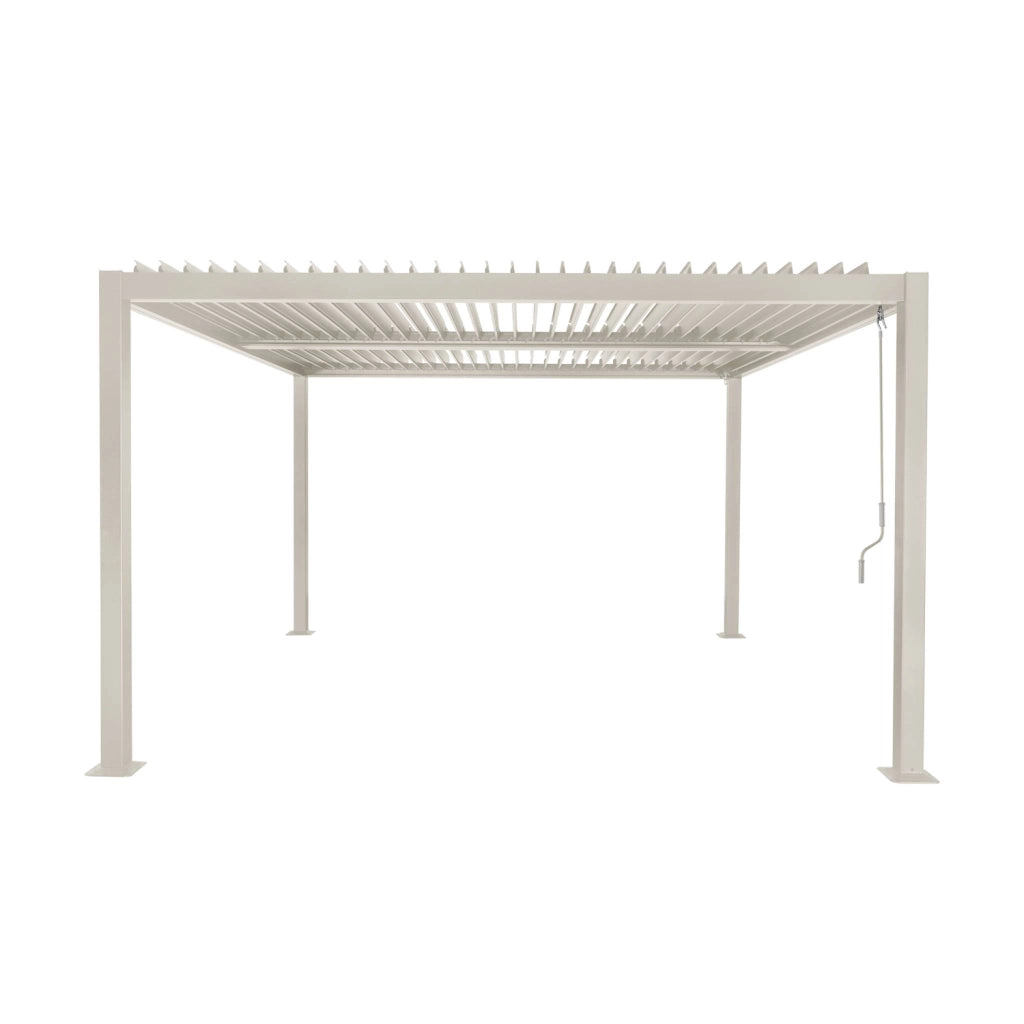 Pergola bioclimatica 3.6x3.6m in alluminio e acciaio con lamelle