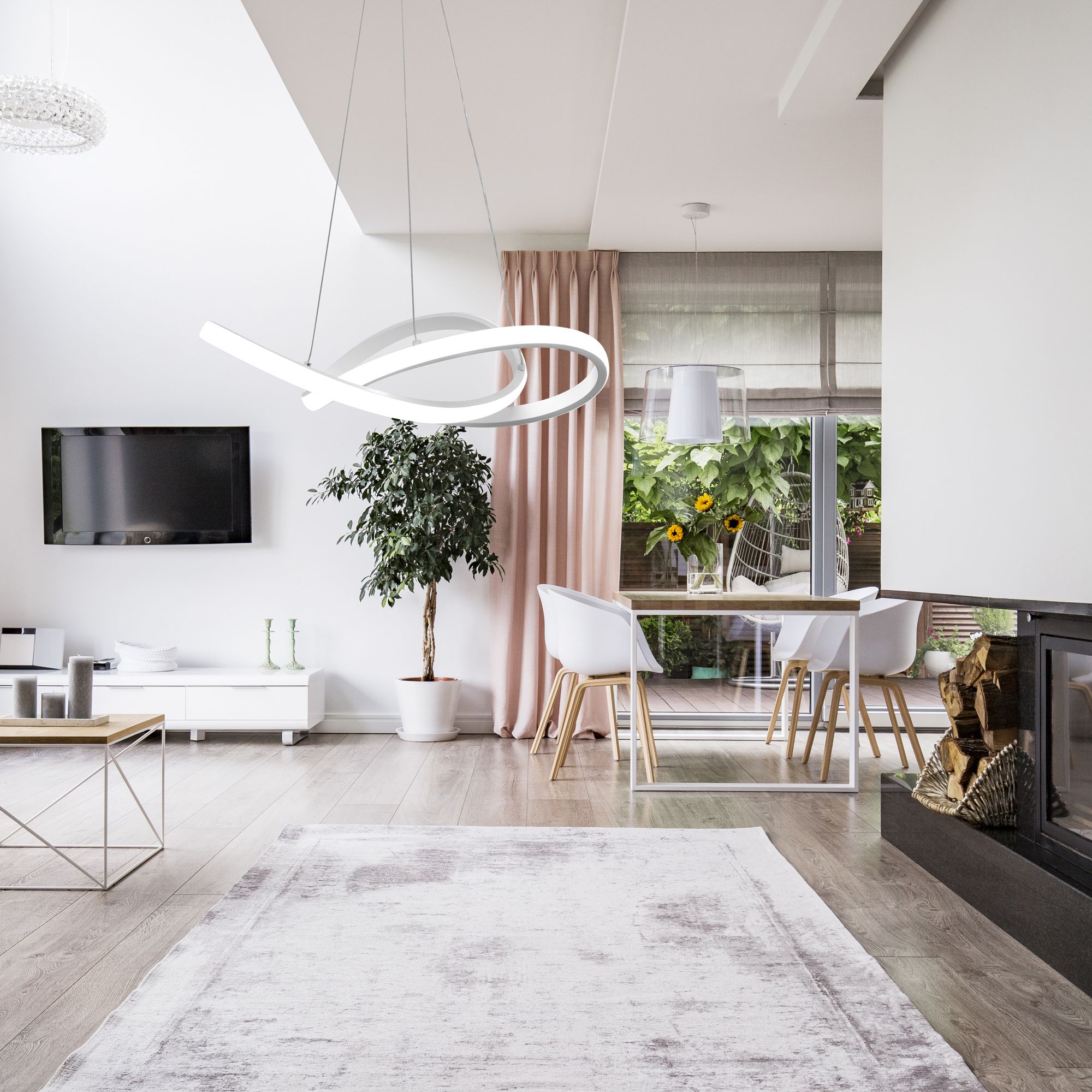 Lampada Da Soffitto Pensile Ring Moderno Led+telecomando App392-cp Bianco