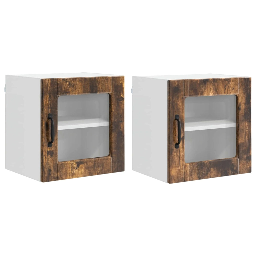 Mobile in vetro da parete PORTO 2 pcs Rovere fumé