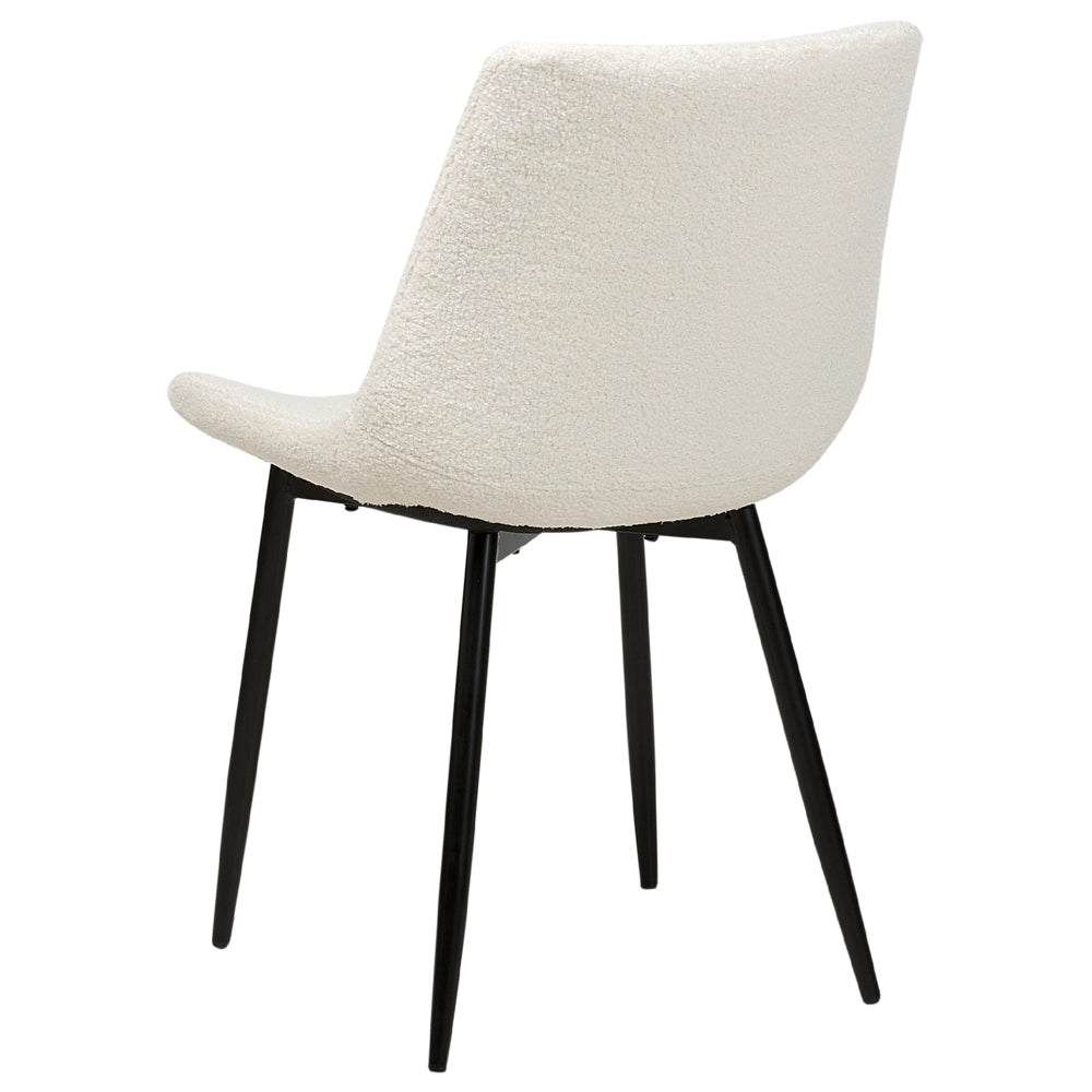 Set di 2 sedie da pranzo in tessuto bouclè bianco braccioli schienale intagliato gambe in metallo moderna industriale