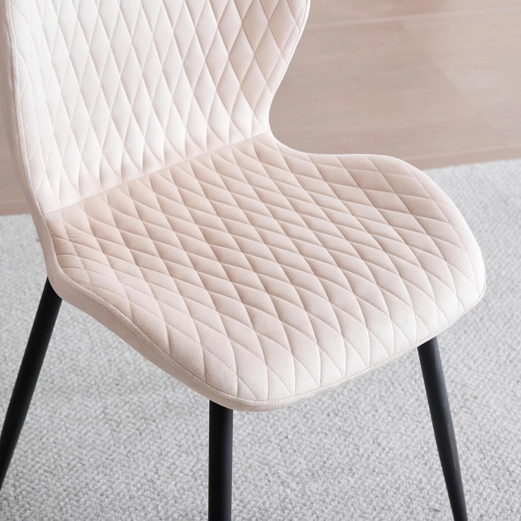 GrandCA HOME Set di 8 Sedie da Pranzo, Sedia da Pranzo Imbottita, Sedia da Cucina Nordica Con Maniglie, Gambe in Metallo, Sedie con Motivo a Rombi (Cachi)