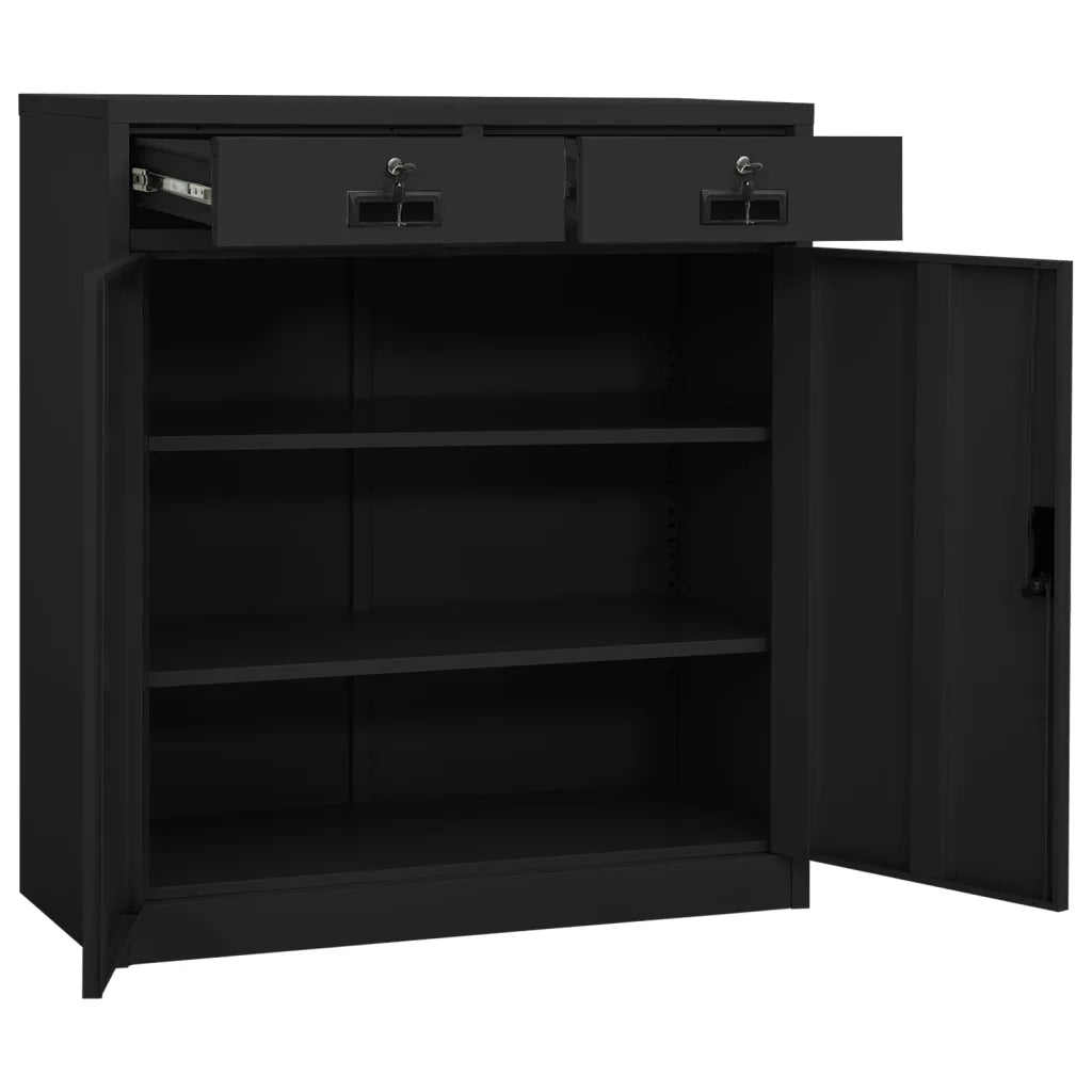 Armadio Ufficio con Fioriera Antracite 90x40x125 cm in Acciaio 3095271