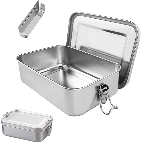 Lunchbox in acciaio inossidabile, lunchbox con compartimenti, lunchbox con distributore mobile, impermeabile, lunchbox con distributori per famiglia, scuola, escursione, pasti, 850 ml