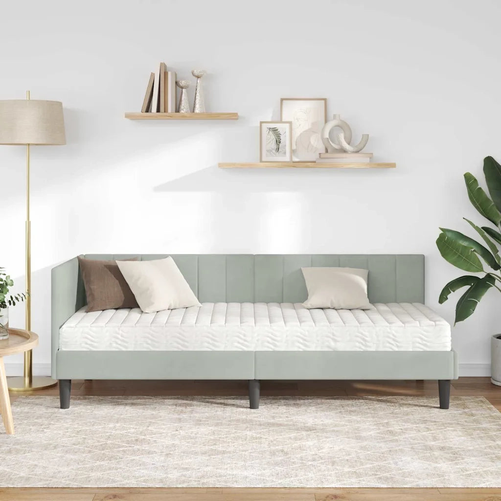 Struttura Letto Angolare con Materasso 2 pcs Grigio chiaro