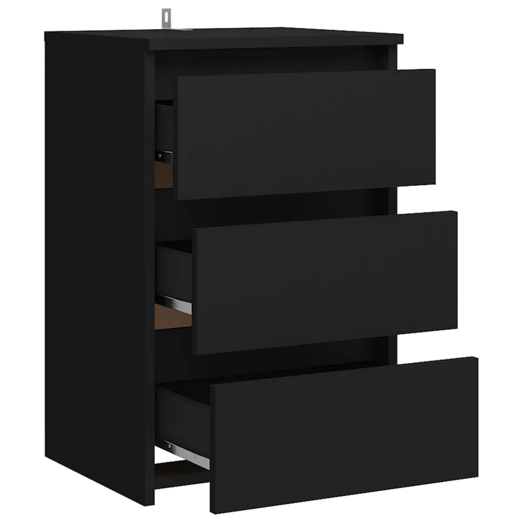 Comodino | Armadio da Notte | Mobiletto da notte Nero 40x35x62,5 cm in Legno Multistrato