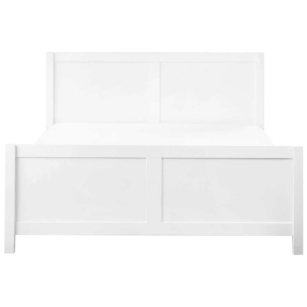 Letto Matrimoniale con Testiera Struttura a Doghe in Legno bianco 160 x 200 cm stile moderno