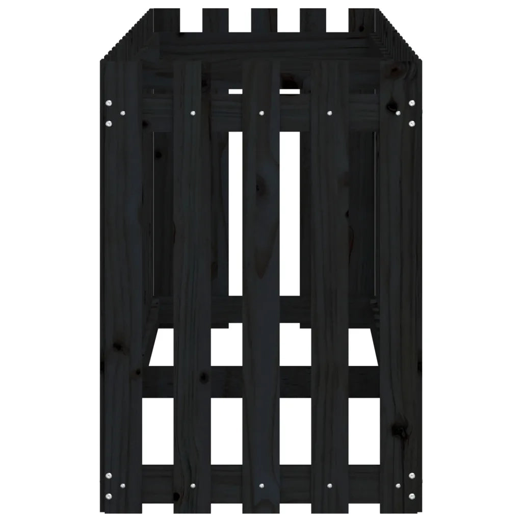 Fioriera | Cassetta per fiori | Vaso Giardino a Recinzione Nera 200x50x70cm Massello Pino