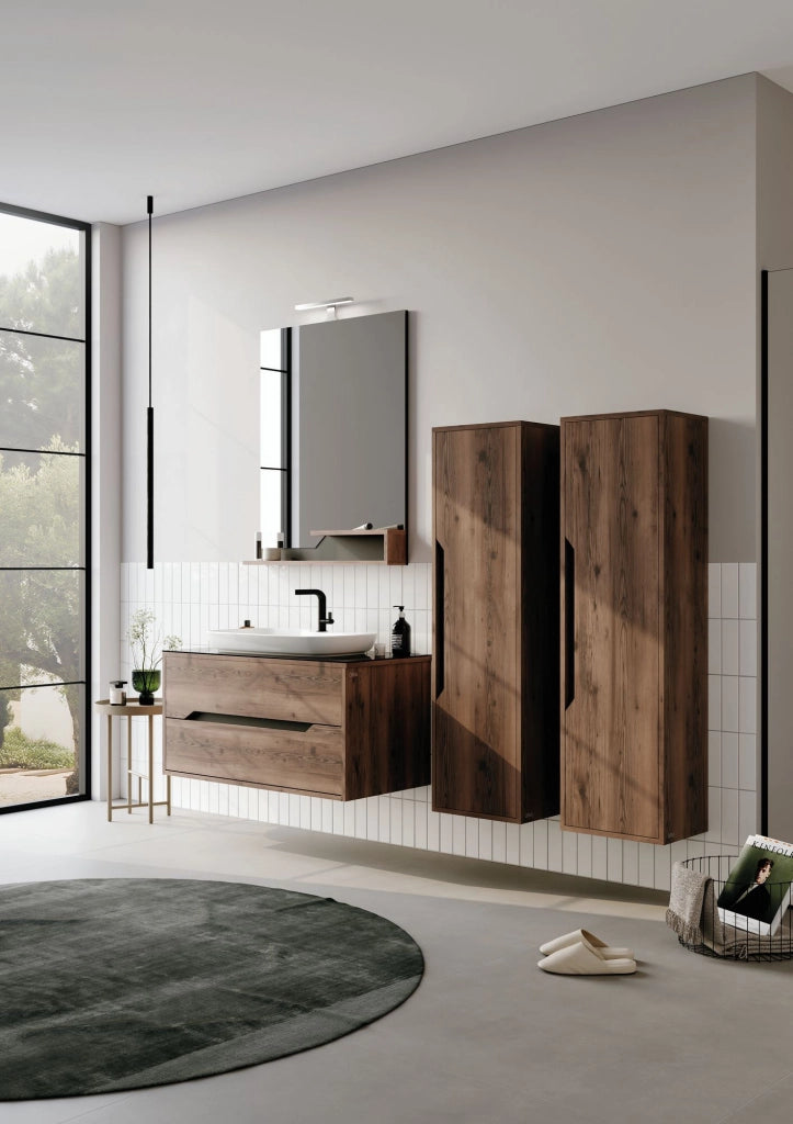 Specchio decorativo in legno "Galia 80" - 60 x 14 x 100 cm - Noce scuro