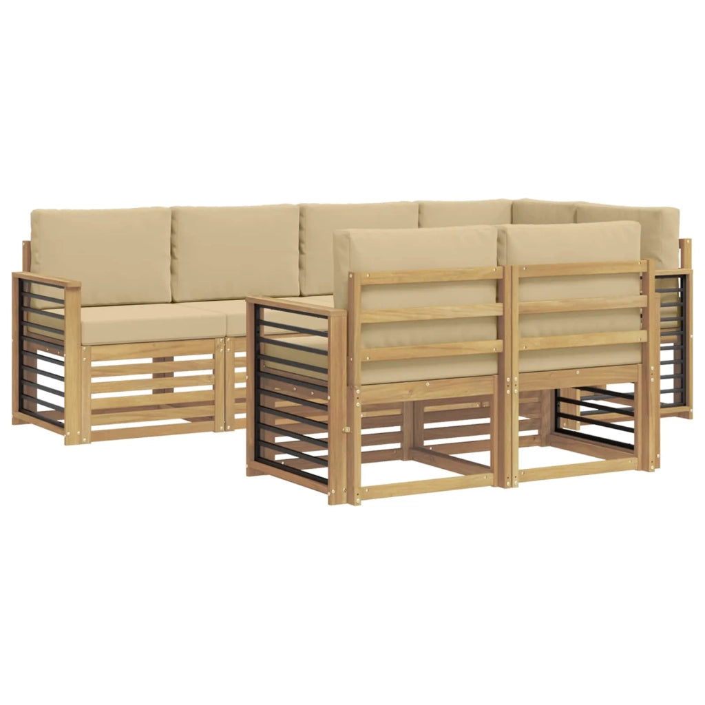 Set di divani da esterno 7 pcs Bianco e Beige