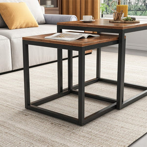 Tavolino da salotto doppio, marrone 55/52/50 cm