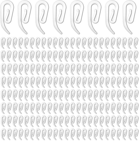 Pacco di 200 grucce per tende, grucce per tende a forma di G in plastica, grucce per tende robuste per tende da finestra, tende da doccia e tende da porta (bianche, 28 x 12 mm)