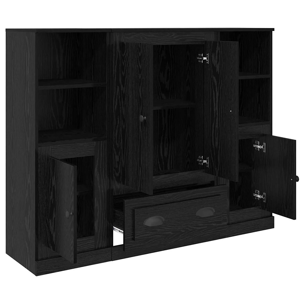 Credenza con cassetto 3 pcs Rovere Nero Legno multistrato 3402676