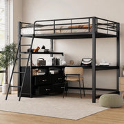 Letto a soppalco 140x200 cm con scrivania a L e cassetti