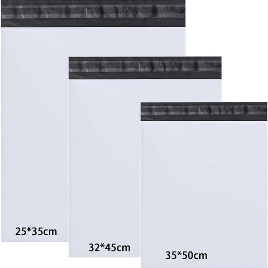 Sacchi di spedizione in plastica 25 x 35 cm - 30 x 42 cm - 35 x 45 cm - per abbigliamento e scatola per scarpe - autoadesivi - opaco - 3 taglie miste