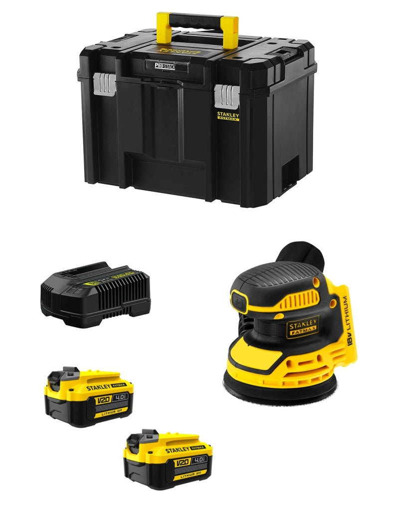 Levigatrice Roto-orbitale STANLEY FatMax SFMCW220M2T (2 x 4,0 Ah + Caricabatteria + TSTAK VI)