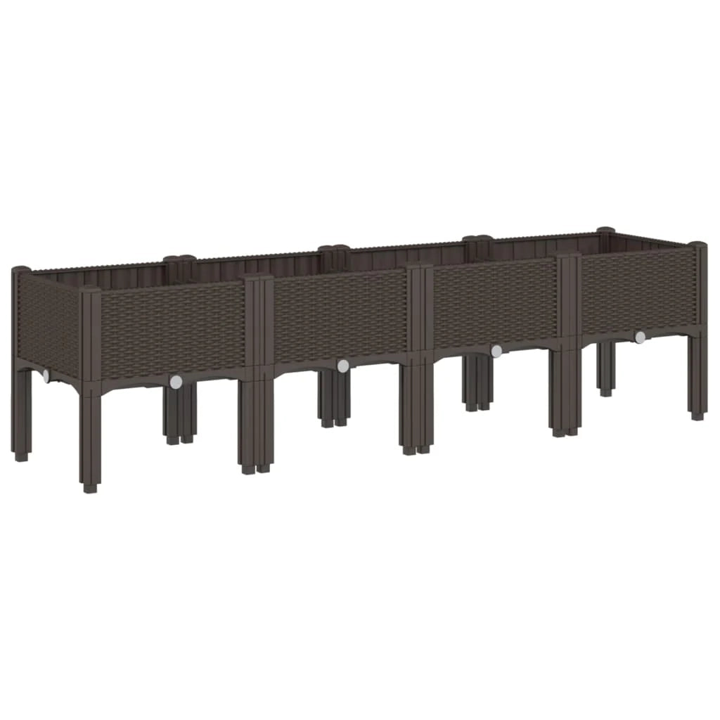 Fioriera rialzata per piante fiori patio giardino con gambe 160 x 40 x 42 cm PP marrone 02_0038159